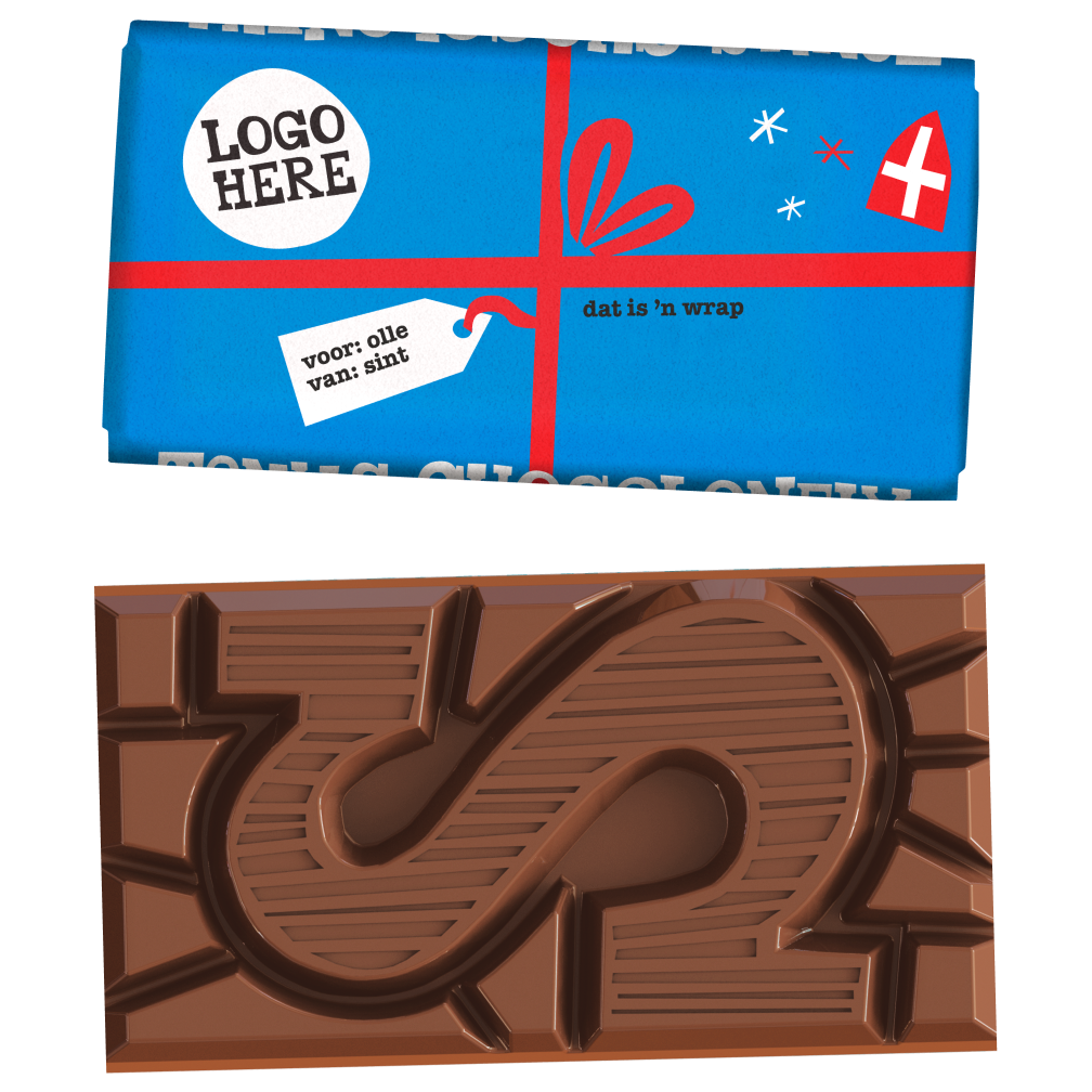 Tony's Chocolonely chocoladereep en gepersonaliseerde wikkel voor Sinterklaas