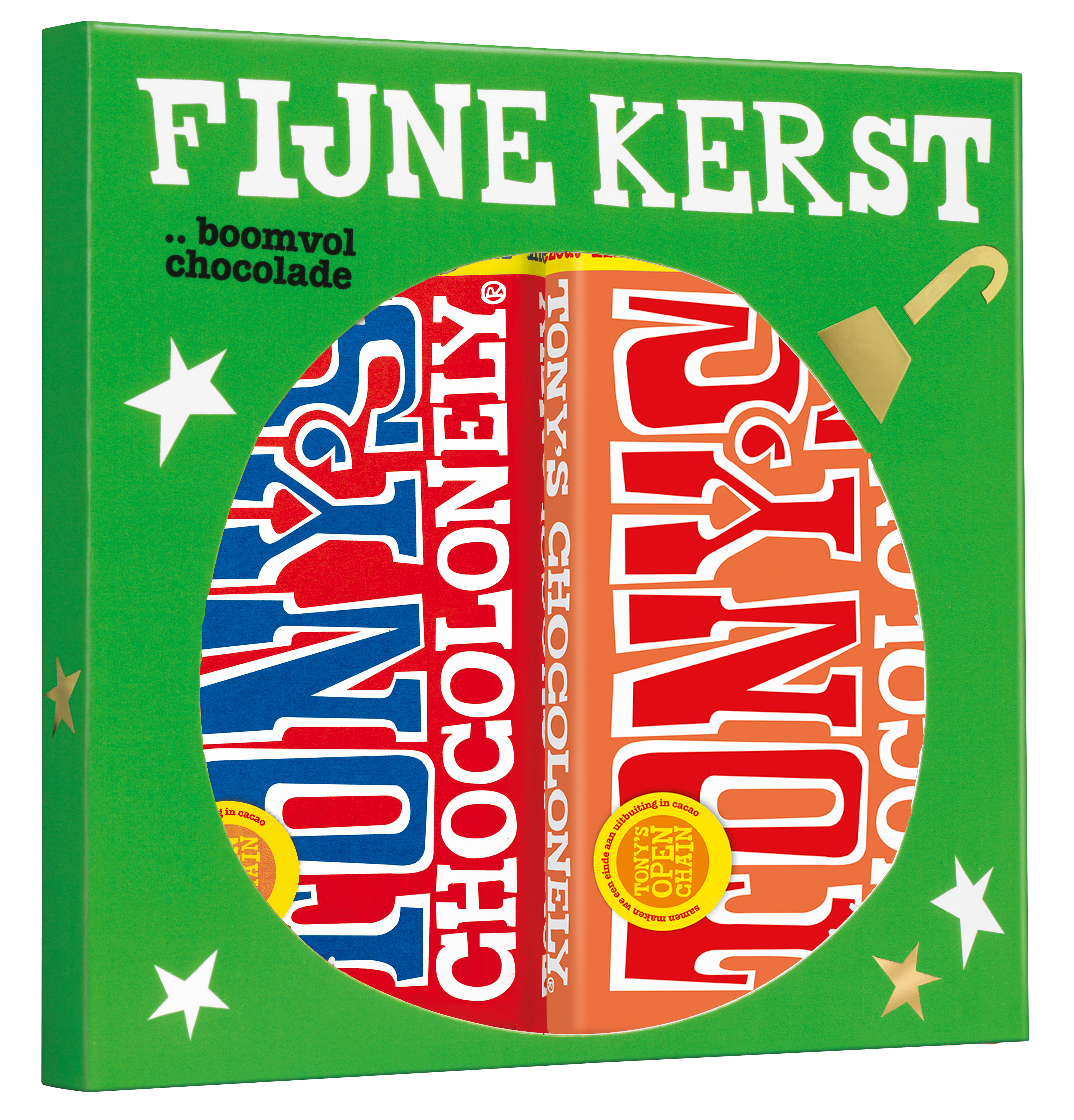 kerst chocolade cadeauset - 2 repen: melk & melk karamel zeezout