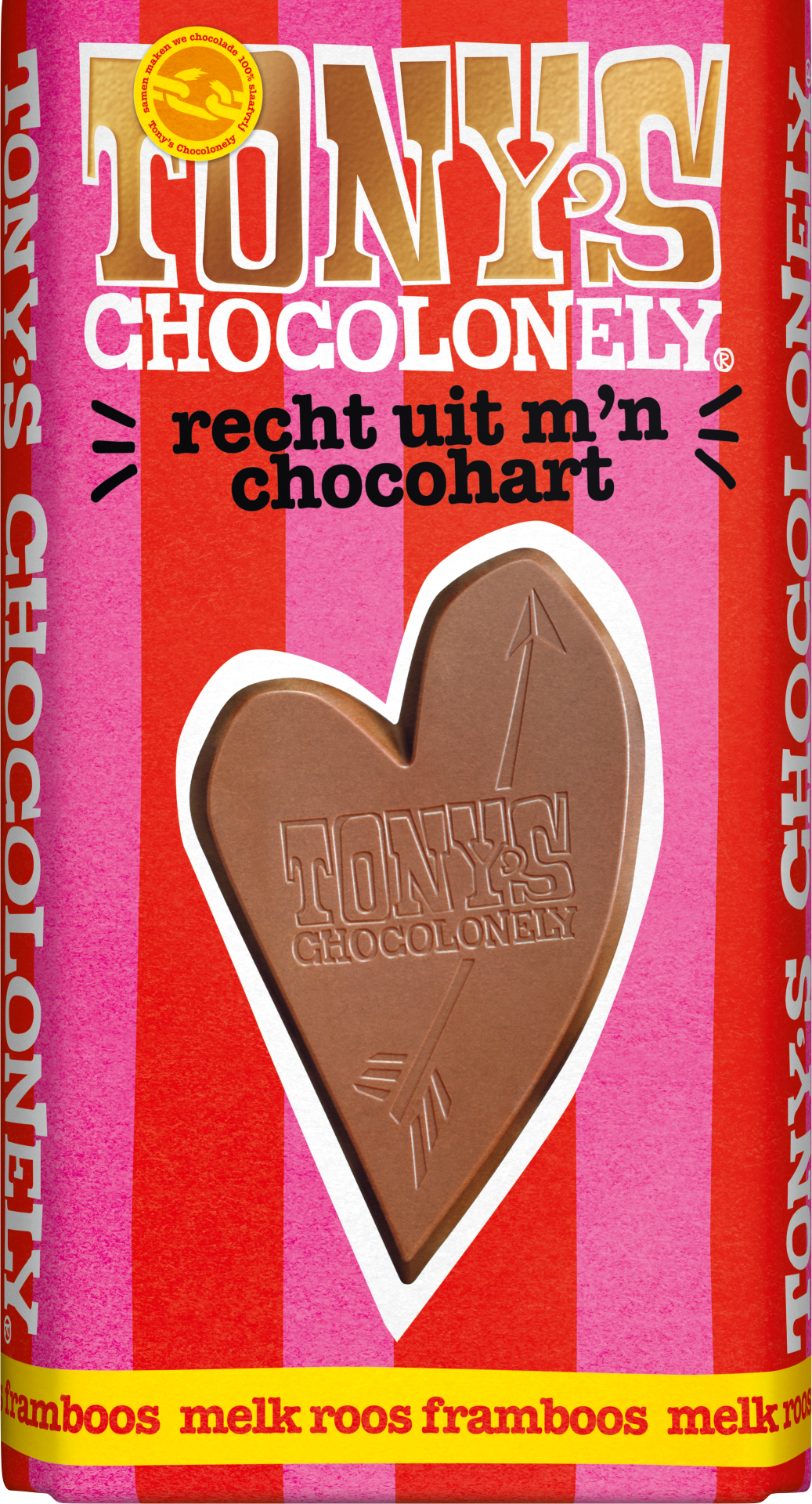 recht uit m’n chocohart - melk roos framboos-Tony’s Chocolonely