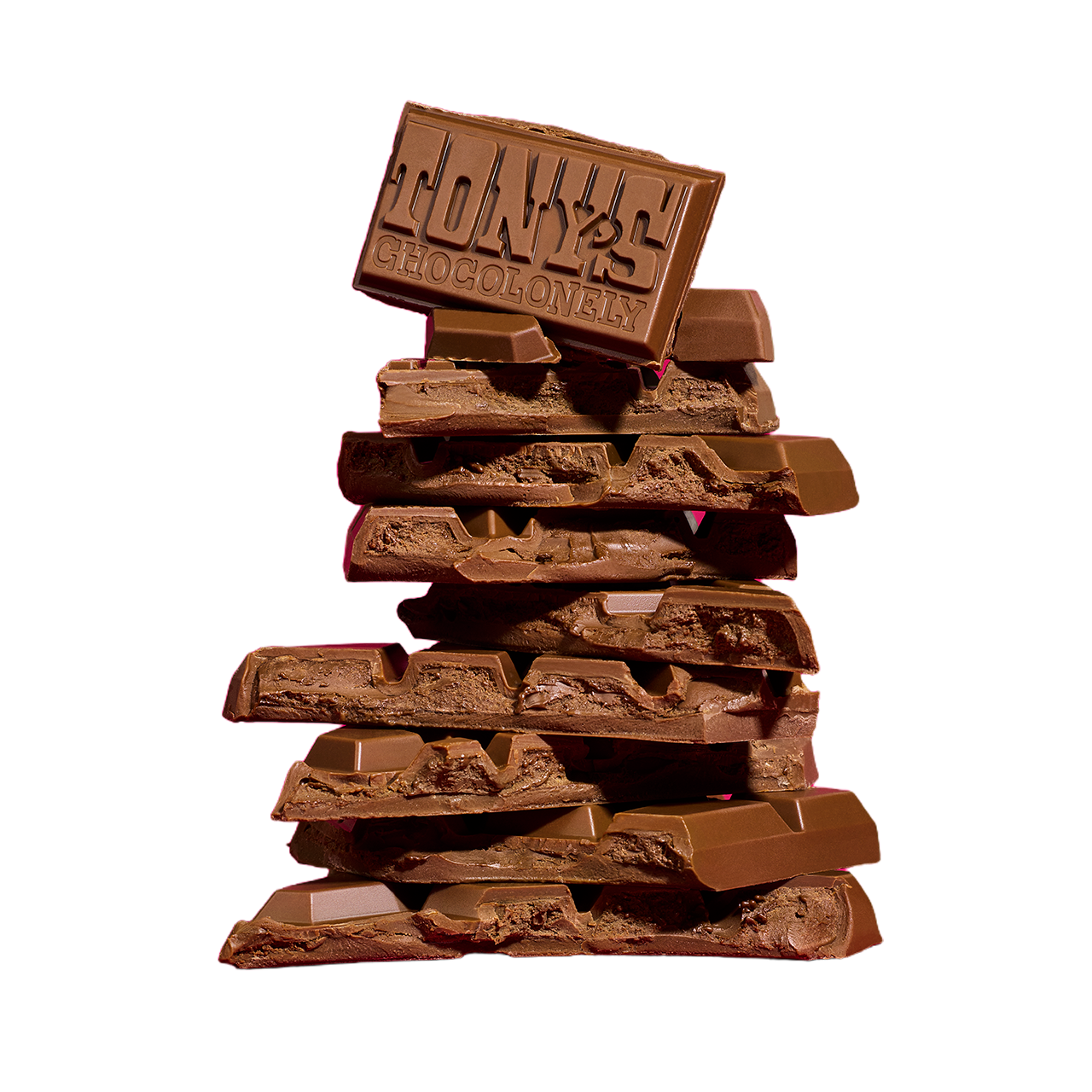 Doorsnede chocoladereep met vulling – zachte truffelvulling in melkchocolade