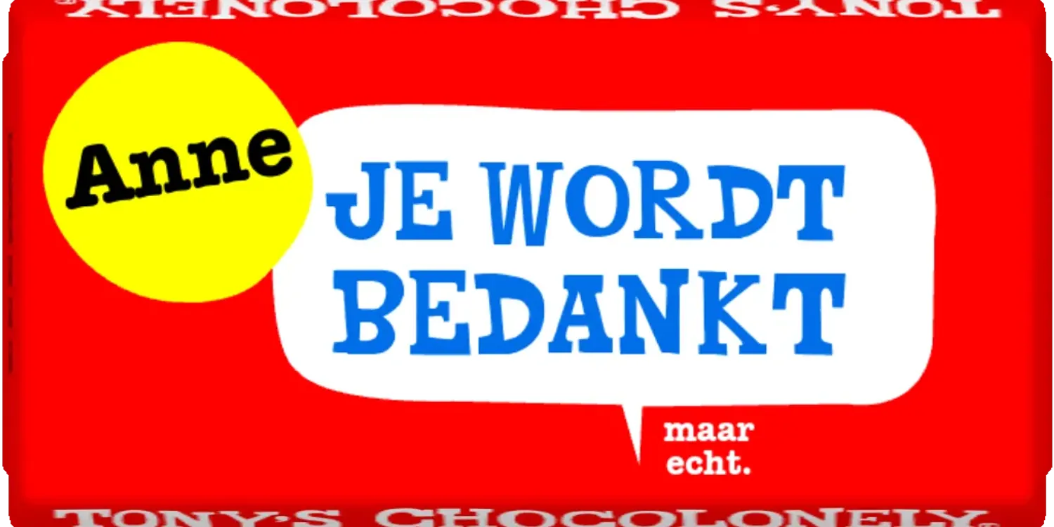 gepersonaliseerd je wordt bedankt-Tony’s Chocolonely