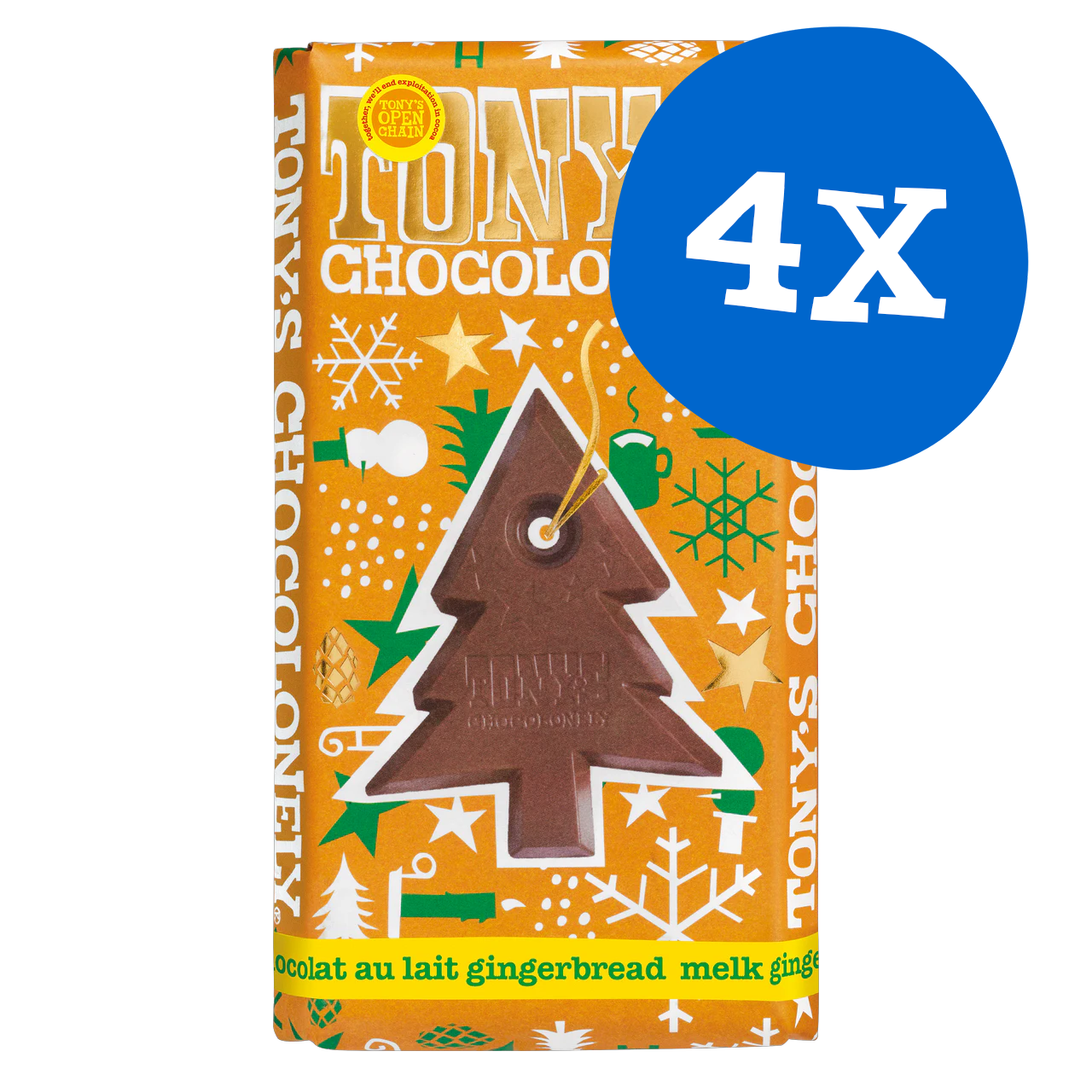 kerstbundel 4 chocoladerepen melk gemberkoekjes