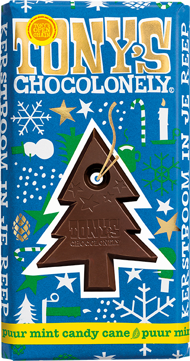 kerst chocoladereep puur mint candy cane